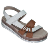 Barbara White/Tan Leather Sandals